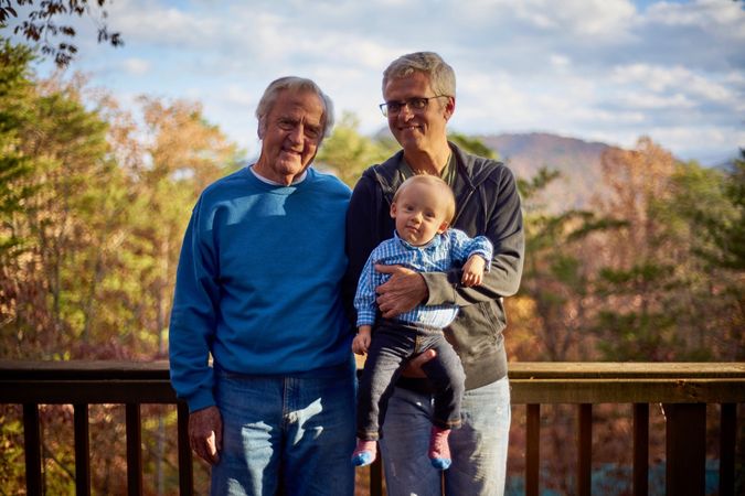 Dad, Me, and Henry on his back porch.