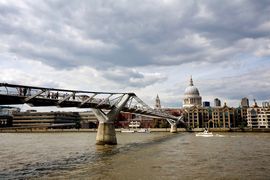 St. Pauls and the Millennium Bridge, London, UK.